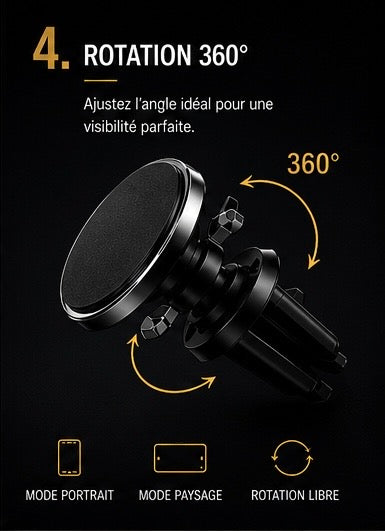 Support Magnétique DriveNova™ - Rotation 360°